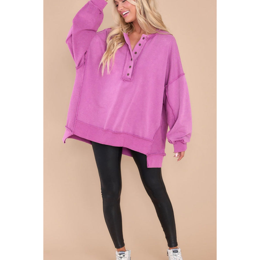 Exposed Seam Long Sleeve Sweatshirt Apparel and Accessories