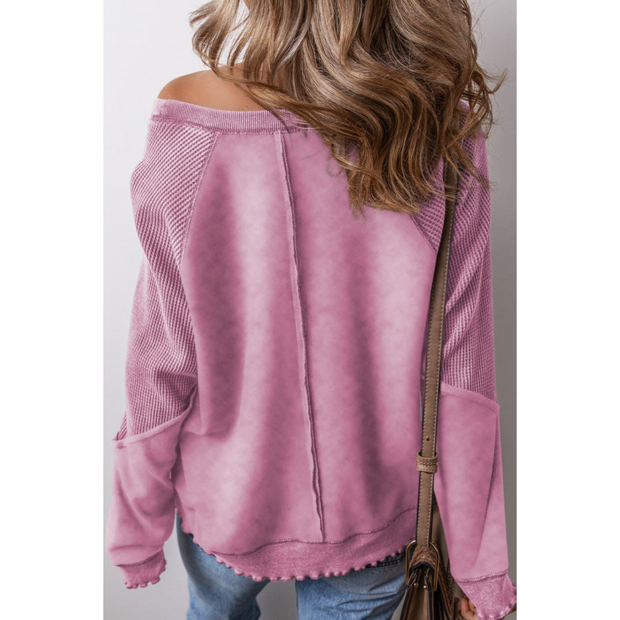 Exposed Seam Long Sleeve Sweatshirt Apparel and Accessories