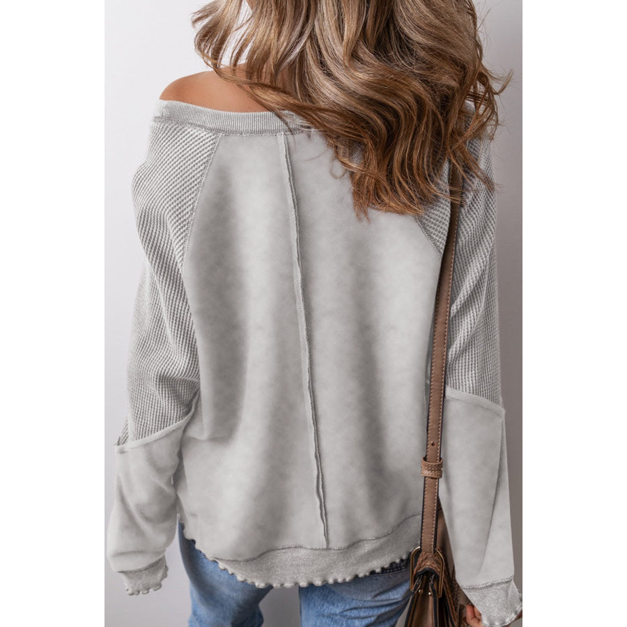 Exposed Seam Long Sleeve Sweatshirt Apparel and Accessories