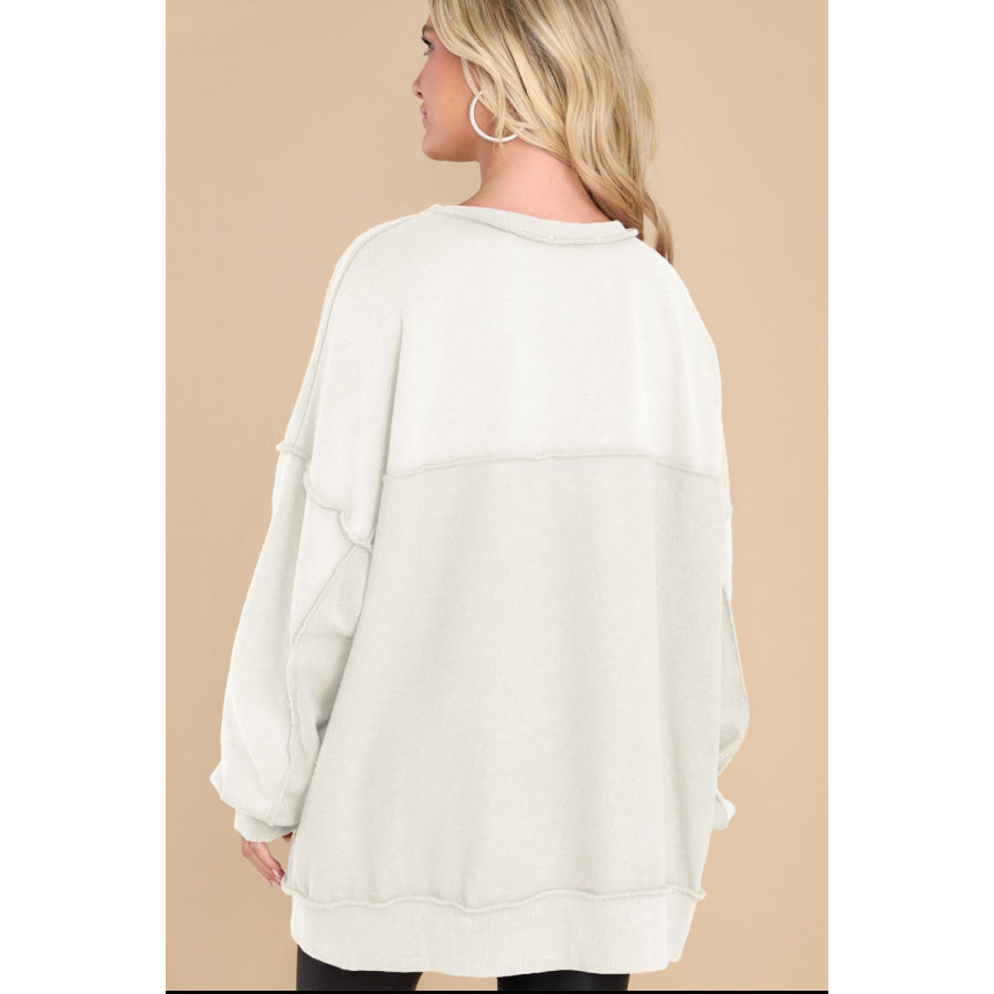 Exposed Seam Long Sleeve Sweatshirt Apparel and Accessories