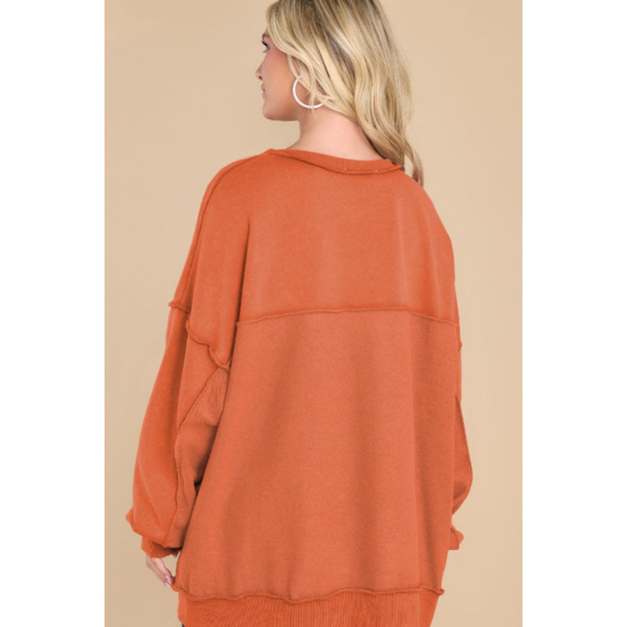 Exposed Seam Long Sleeve Sweatshirt Apparel and Accessories