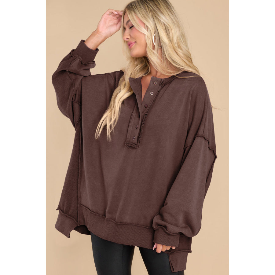 Exposed Seam Long Sleeve Sweatshirt Apparel and Accessories