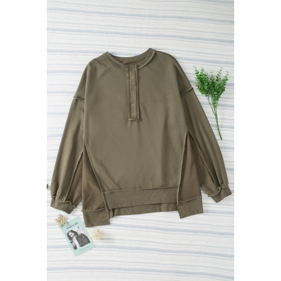 Exposed Seam Long Sleeve Sweatshirt Apparel and Accessories