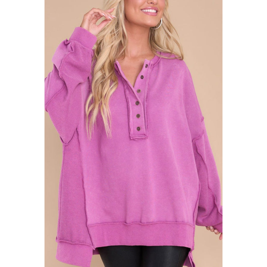 Exposed Seam Long Sleeve Sweatshirt Apparel and Accessories