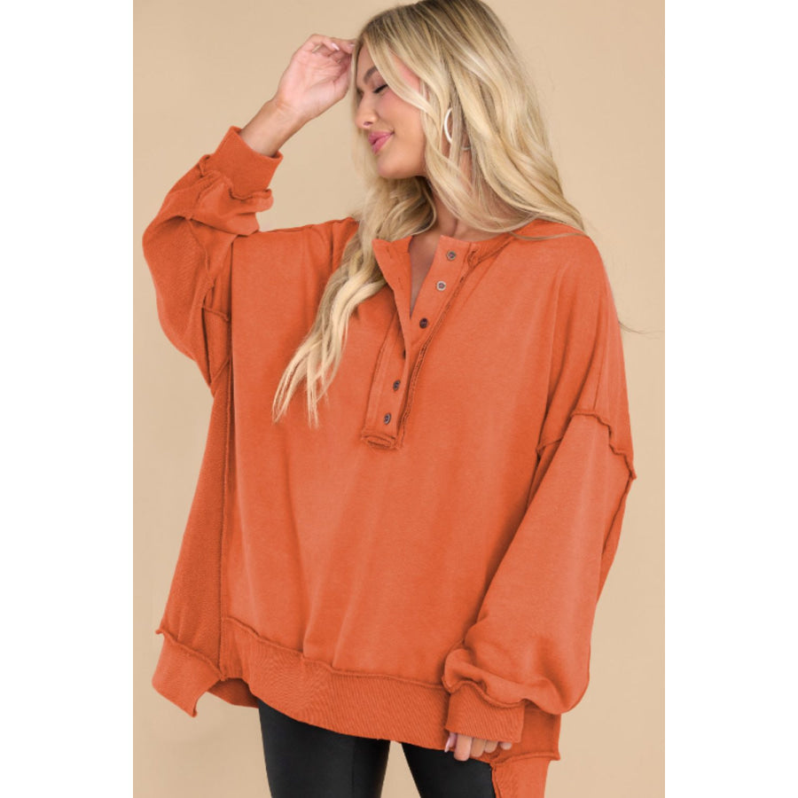 Exposed Seam Long Sleeve Sweatshirt Apparel and Accessories