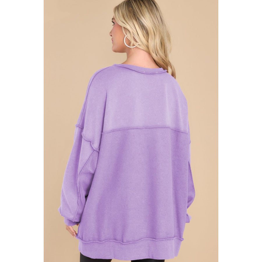 Exposed Seam Long Sleeve Sweatshirt Apparel and Accessories