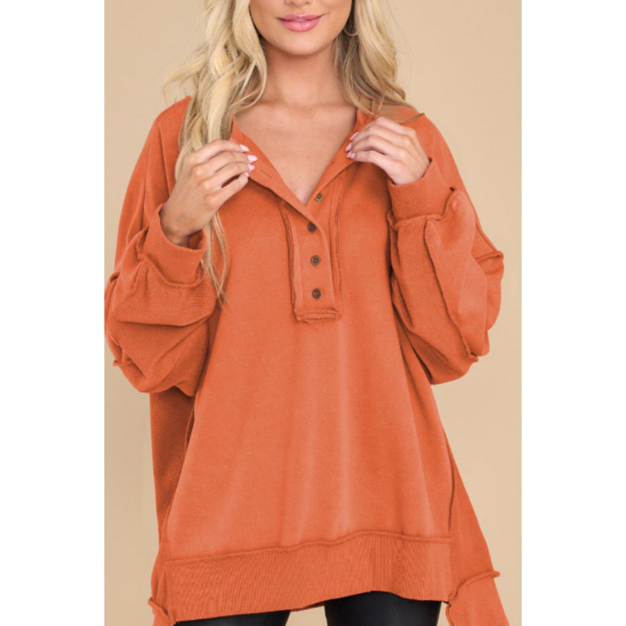 Exposed Seam Long Sleeve Sweatshirt Tangerine / S Apparel and Accessories