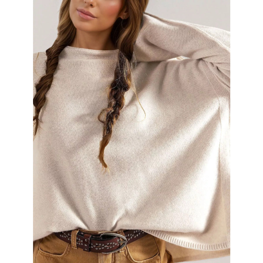 Exposed Seam Mock Neck Knit Top Apparel and Accessories