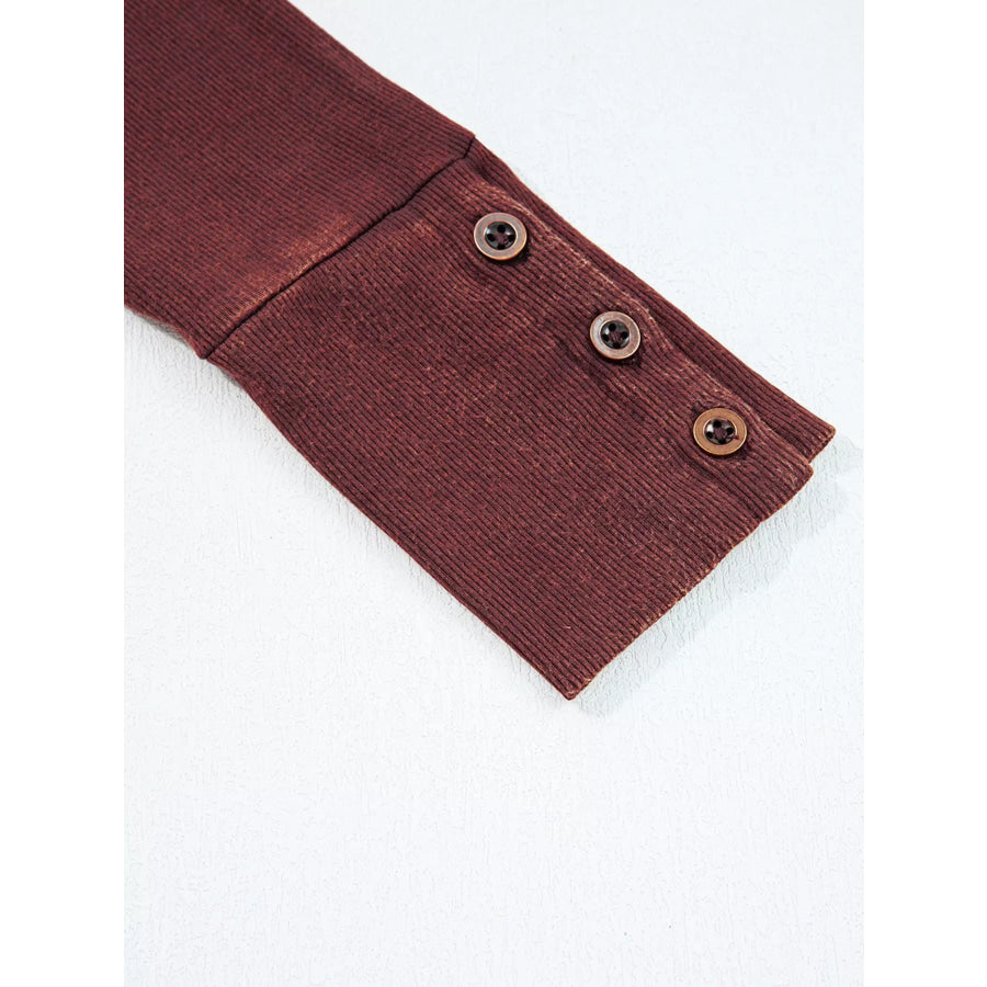 Exposed Seam Ribbed Long Sleeve Top Apparel and Accessories