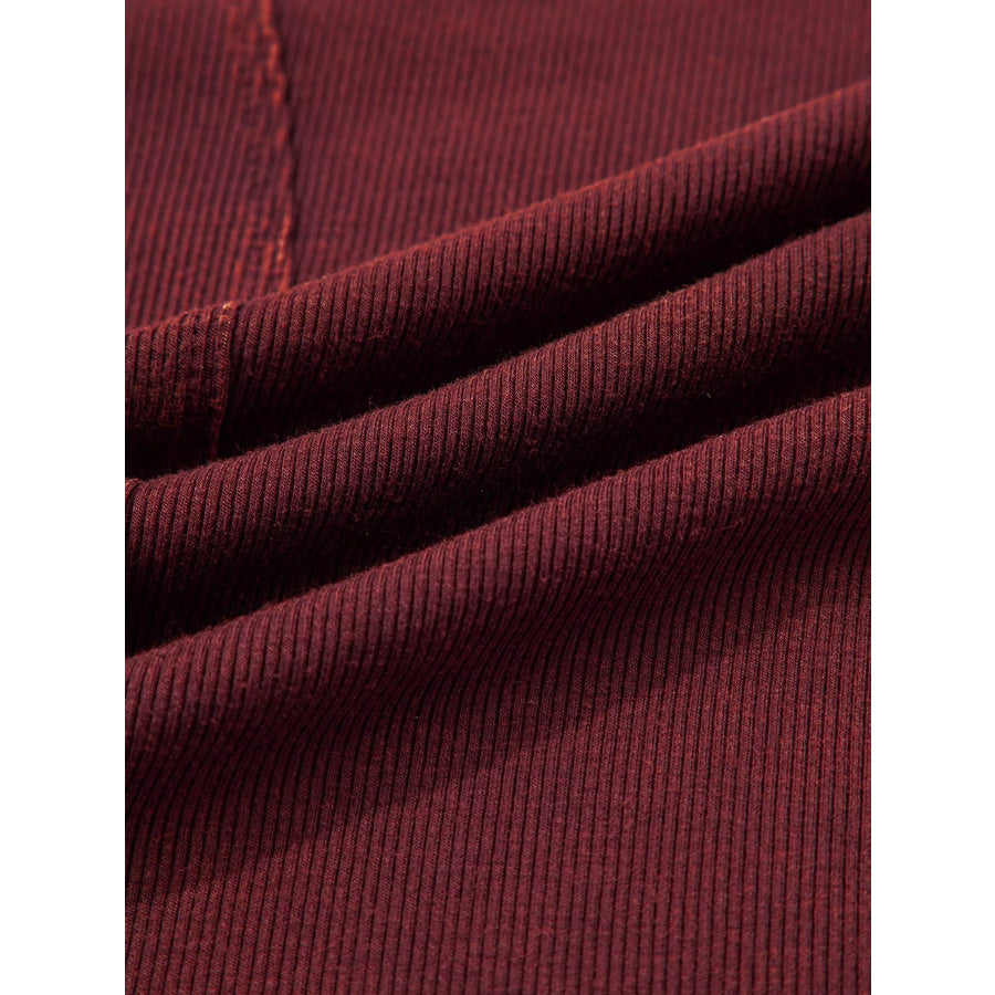 Exposed Seam Ribbed Long Sleeve Top Apparel and Accessories