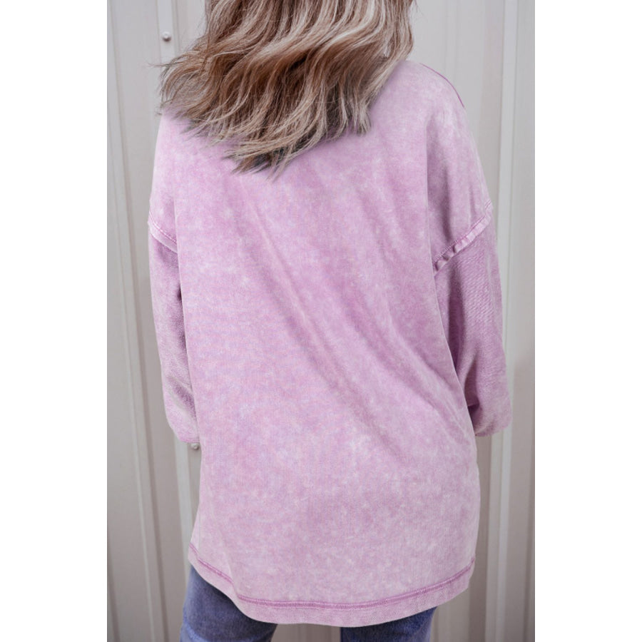 Exposed Seam Round Neck Long Sleeve Sweatshirt Apparel and Accessories