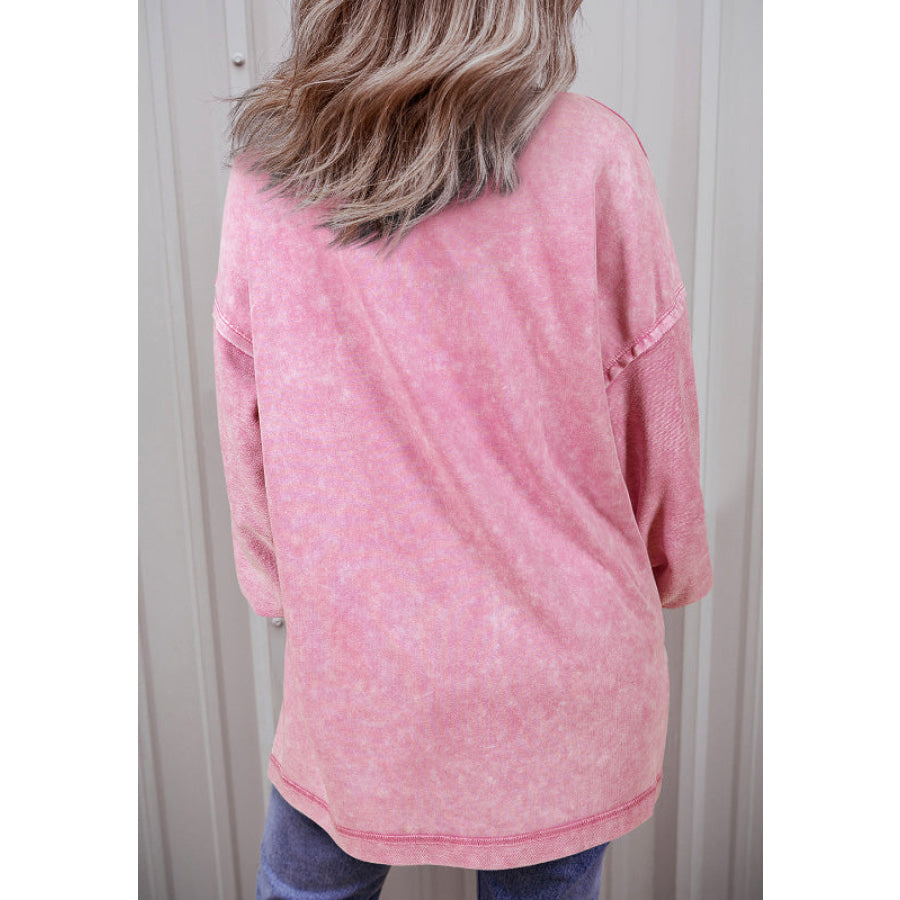 Exposed Seam Round Neck Long Sleeve Sweatshirt Apparel and Accessories