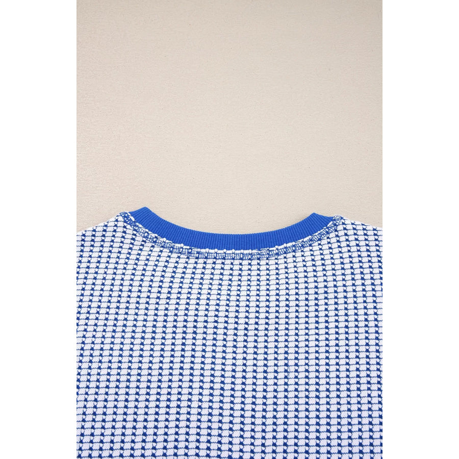 Exposed Seam Textured Crew Neck Sweatshirt Apparel and Accessories