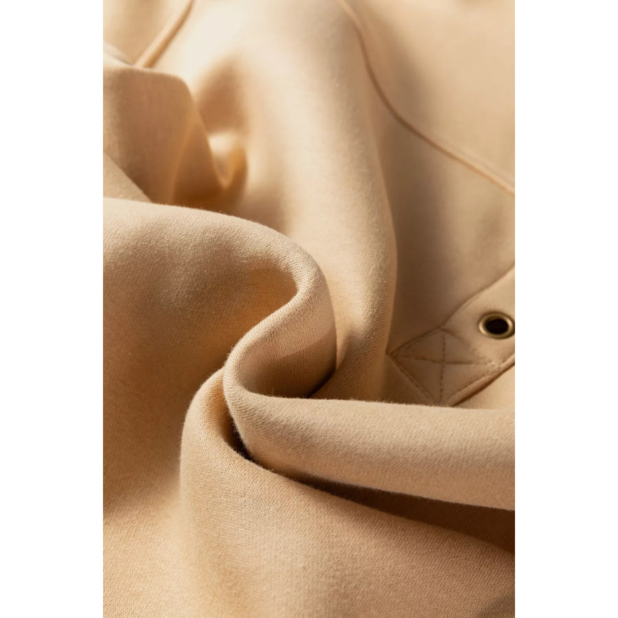 Eyelet Button Placket Dropped Shoulder Sweatshirt Apparel and Accessories
