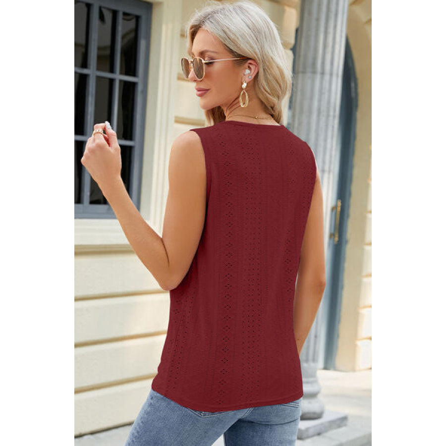 Eyelet Crisscross V - Neck Tank Apparel and Accessories