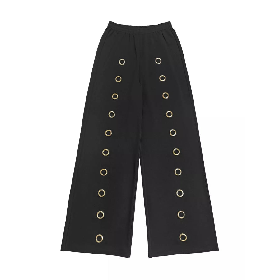 Eyelet Crop Top and Wide-Leg Pants Set Apparel and Accessories
