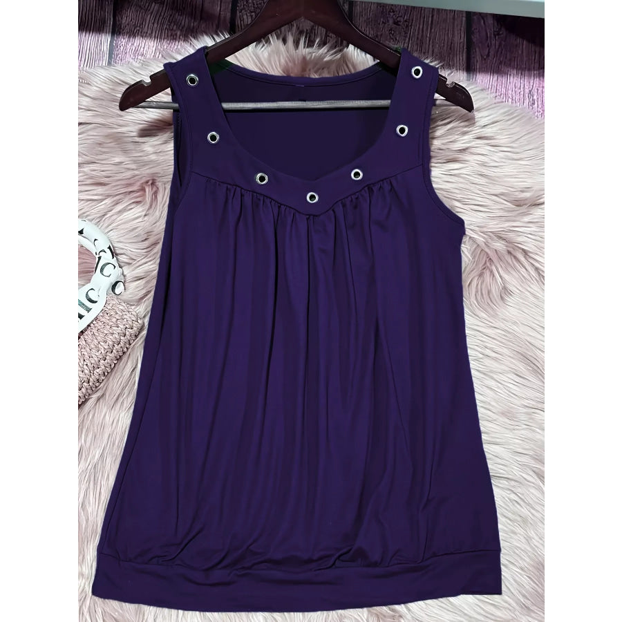 Eyelet Detail Ruched Tank Apparel and Accessories