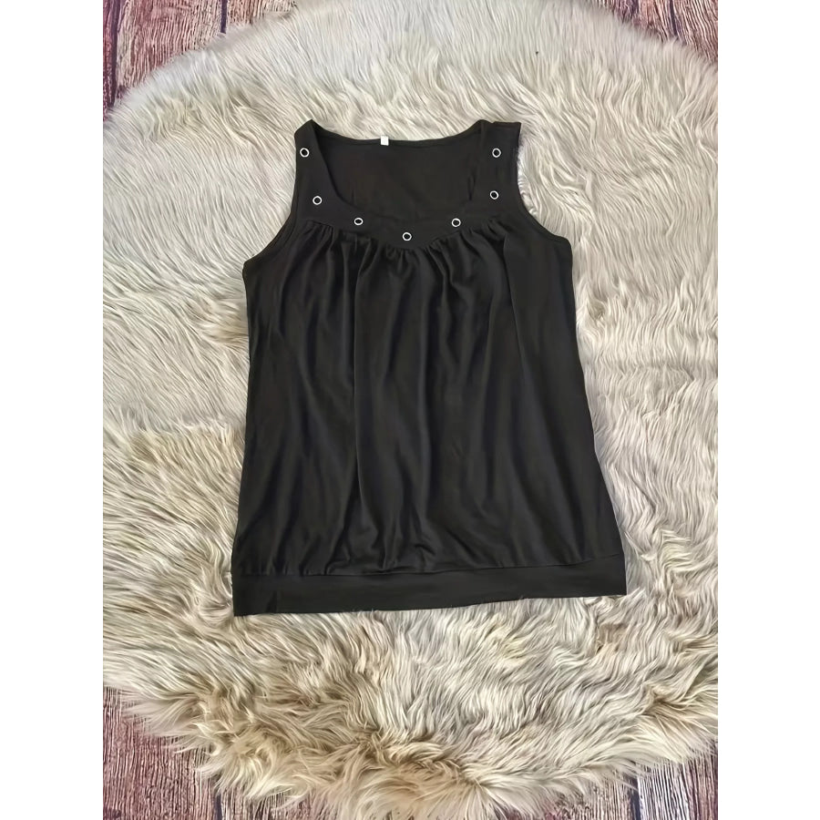 Eyelet Detail Ruched Tank Apparel and Accessories
