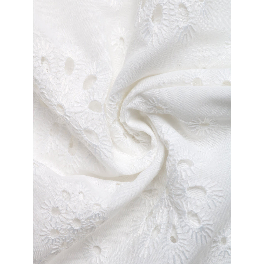Eyelet Embroidered Button Up Shirt Apparel and Accessories