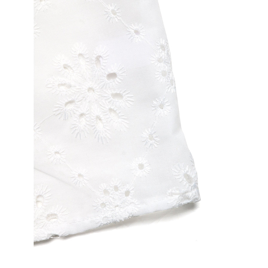 Eyelet Embroidered Button Up Shirt Apparel and Accessories