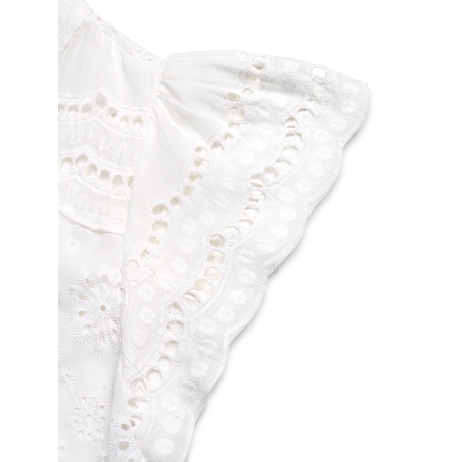 Eyelet Embroidered Button Up Shirt Apparel and Accessories