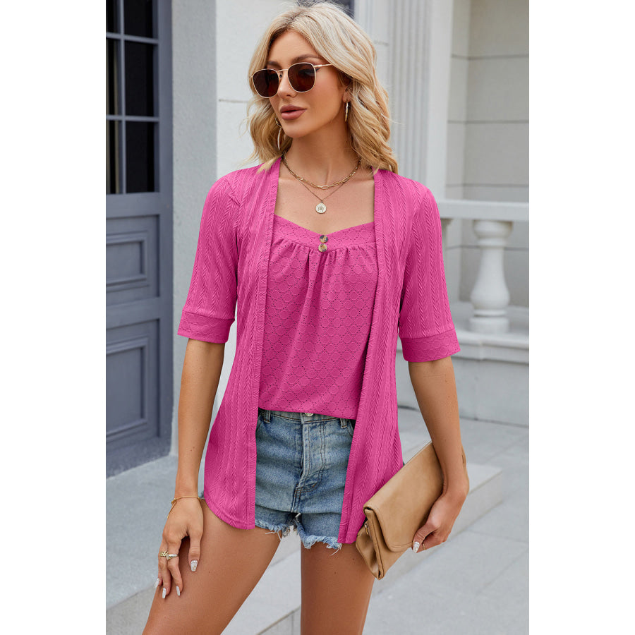 Eyelet Half Sleeve T - Shirt Apparel and Accessories