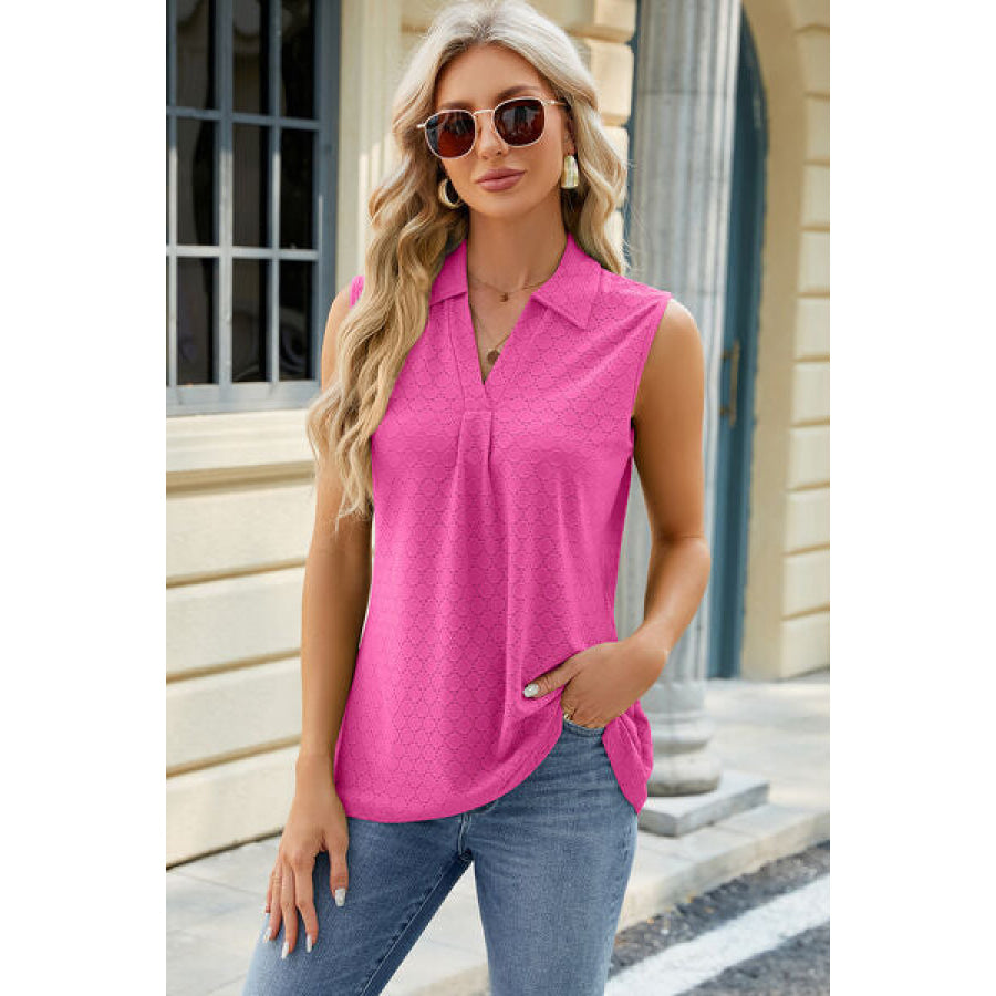 Eyelet Johnny Collar Tank Apparel and Accessories