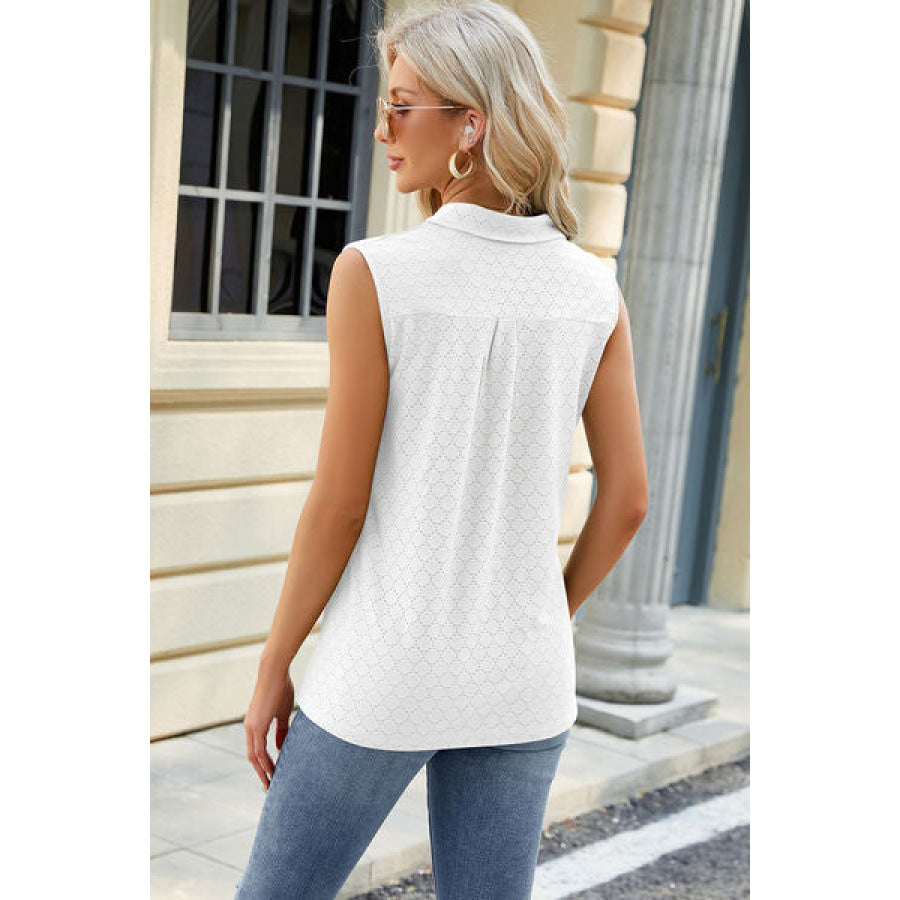 Eyelet Johnny Collar Tank Apparel and Accessories