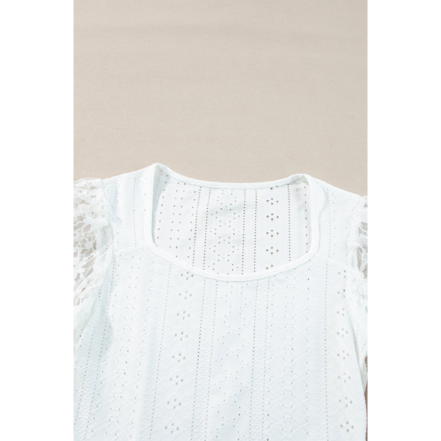 Eyelet Lace Long Sleeve Bodysuit Apparel and Accessories