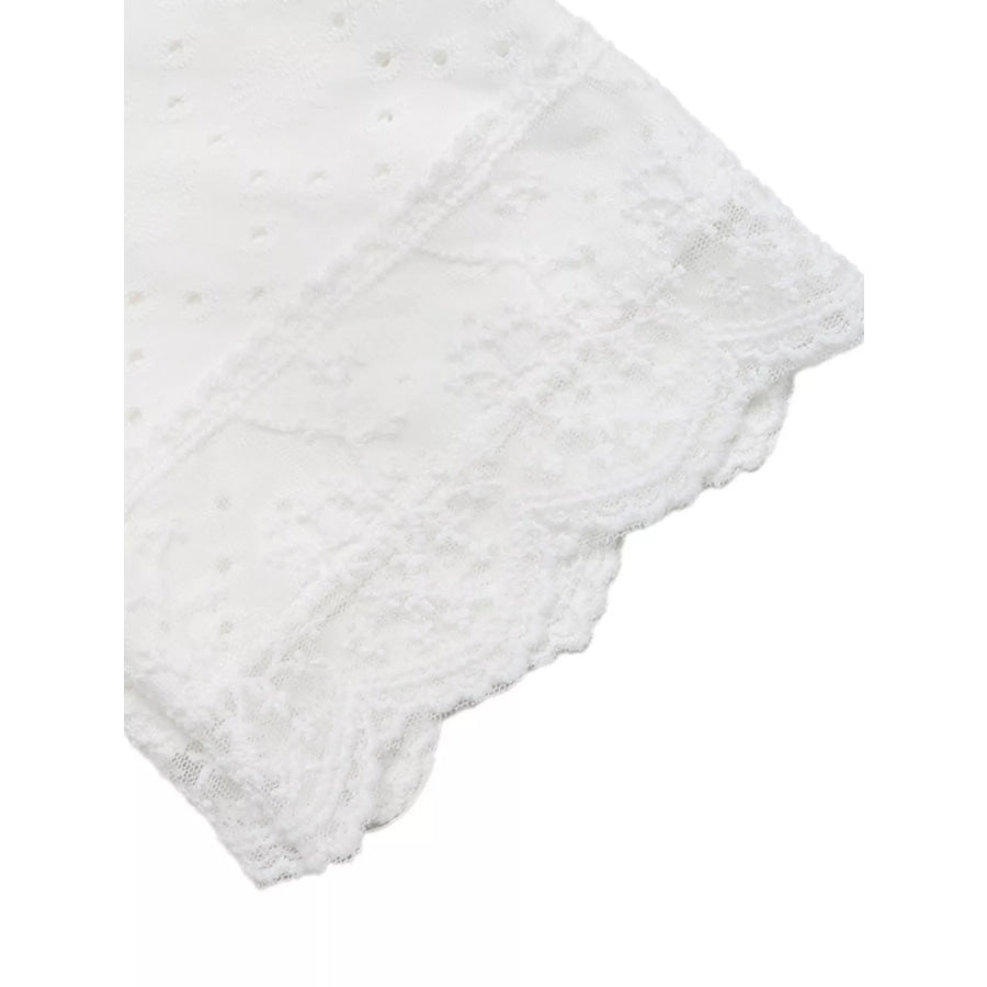 Eyelet Lace Trim Short Sleeve Shirt Apparel and Accessories