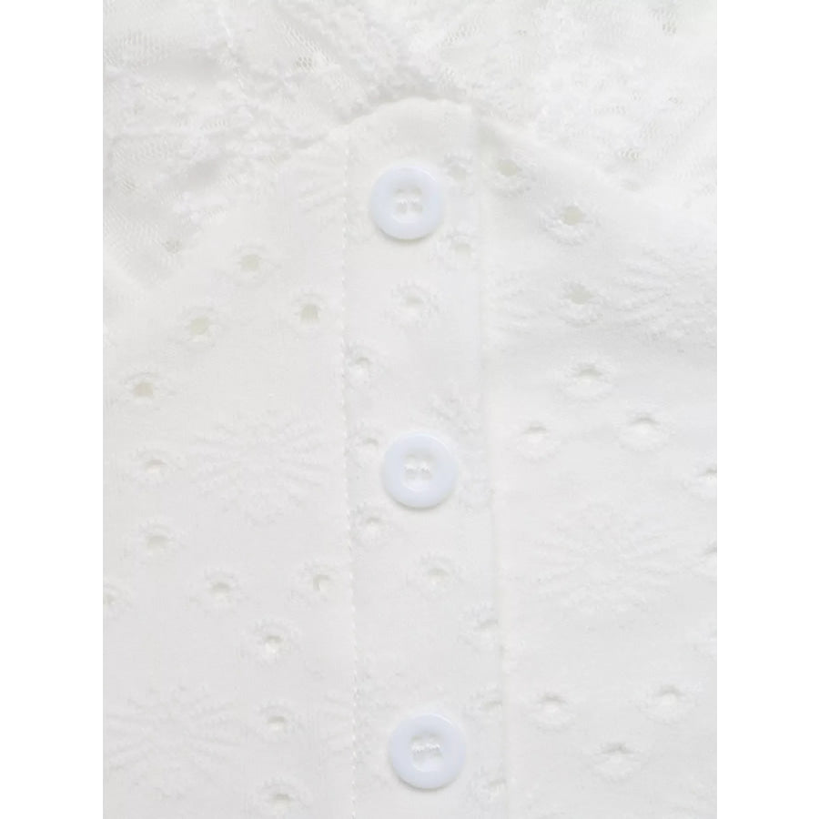 Eyelet Lace Trim Short Sleeve Shirt Apparel and Accessories