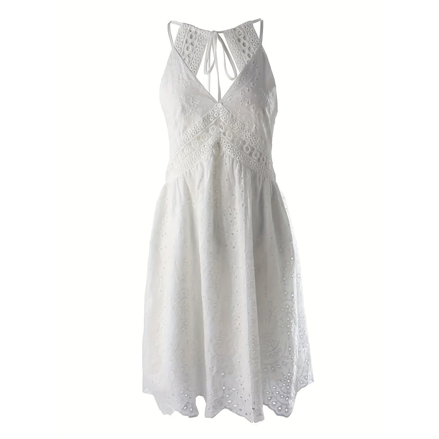Eyelet Lace V-Neck Mini Dress Apparel and Accessories