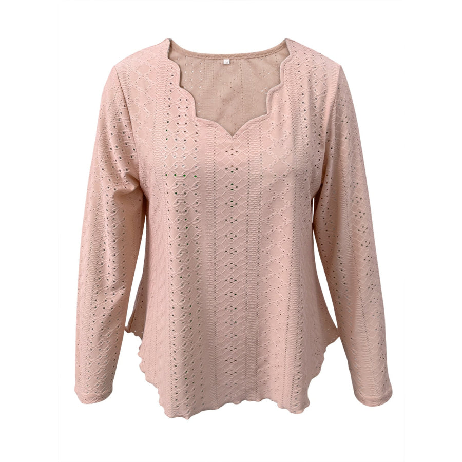 Eyelet Long Sleeve Blouse Apparel and Accessories