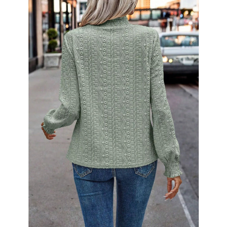 Eyelet Long Sleeve Blouse Apparel and Accessories