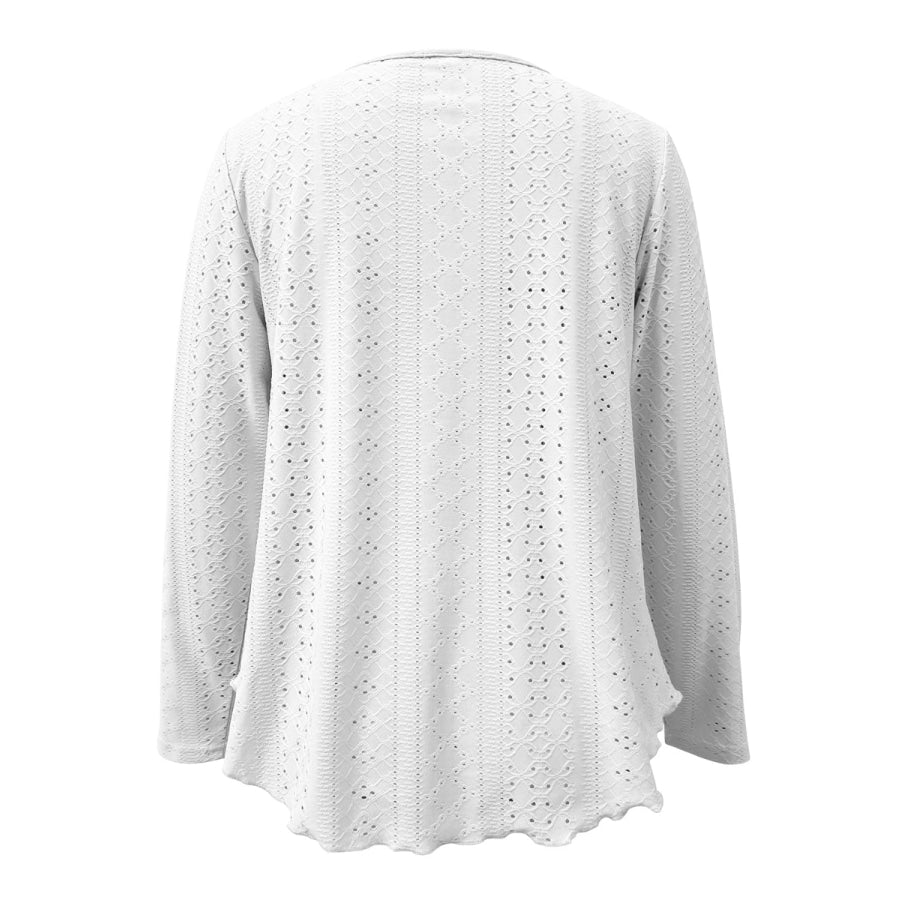 Eyelet Long Sleeve Blouse Apparel and Accessories