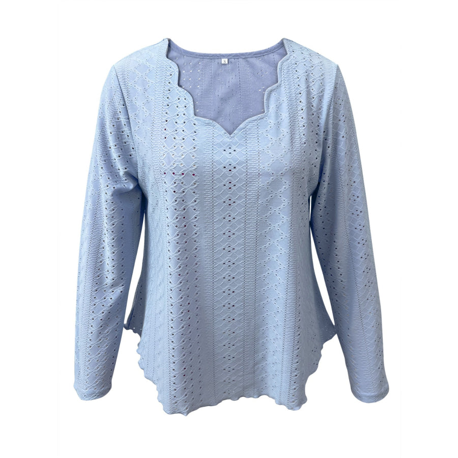 Eyelet Long Sleeve Blouse Apparel and Accessories