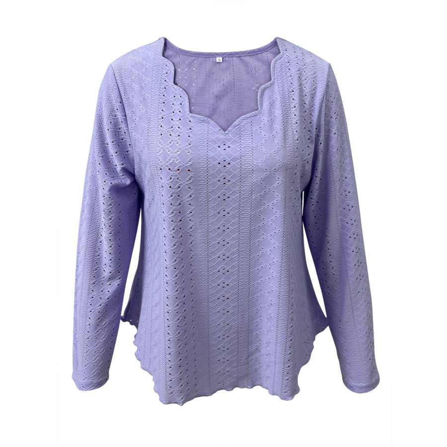 Eyelet Long Sleeve Blouse Apparel and Accessories