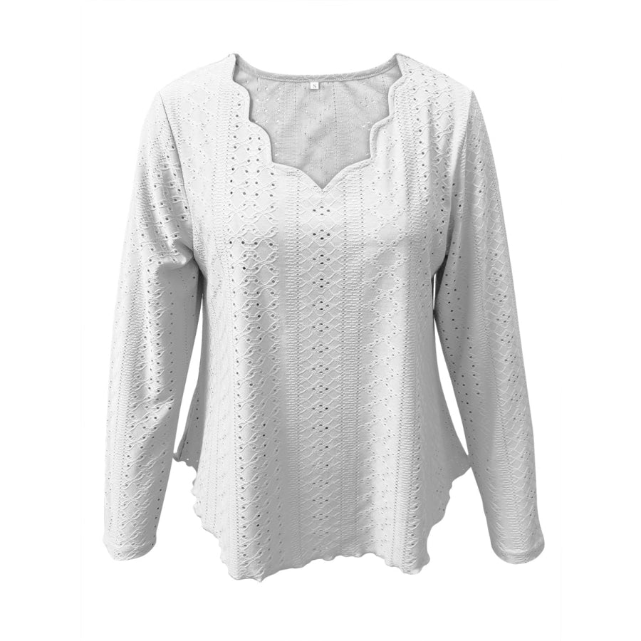 Eyelet Long Sleeve Blouse Apparel and Accessories