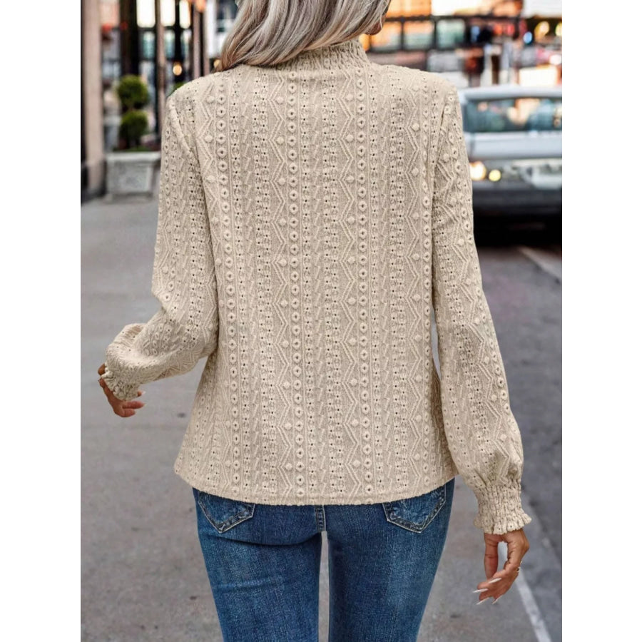 Eyelet Long Sleeve Blouse Apparel and Accessories