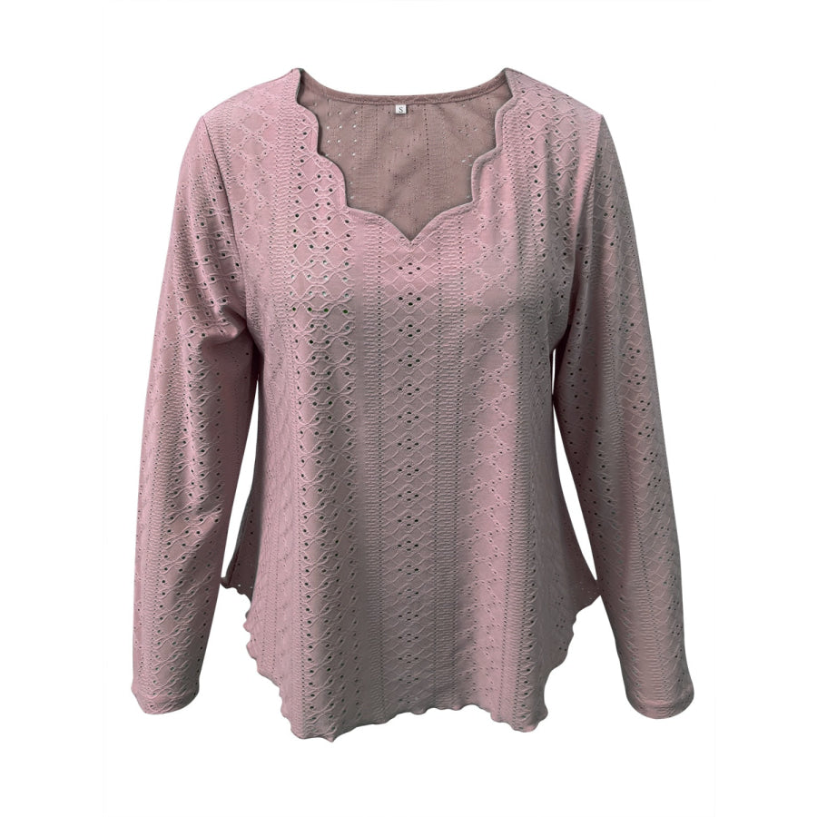 Eyelet Long Sleeve Blouse Apparel and Accessories