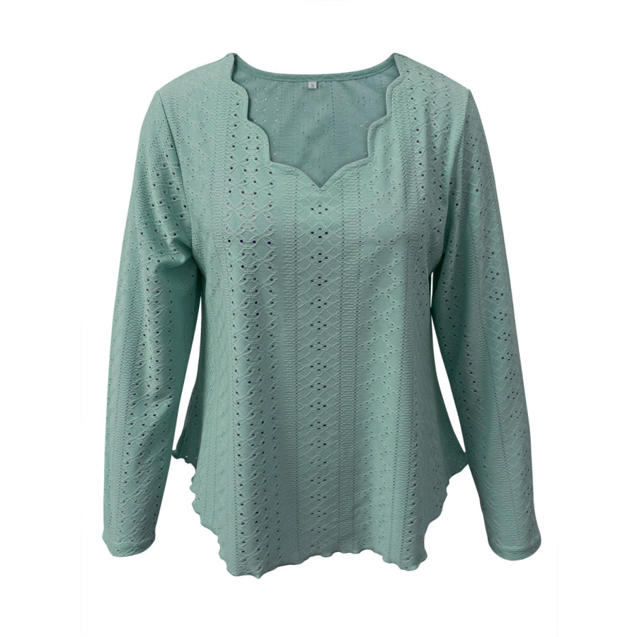 Eyelet Long Sleeve Blouse Apparel and Accessories