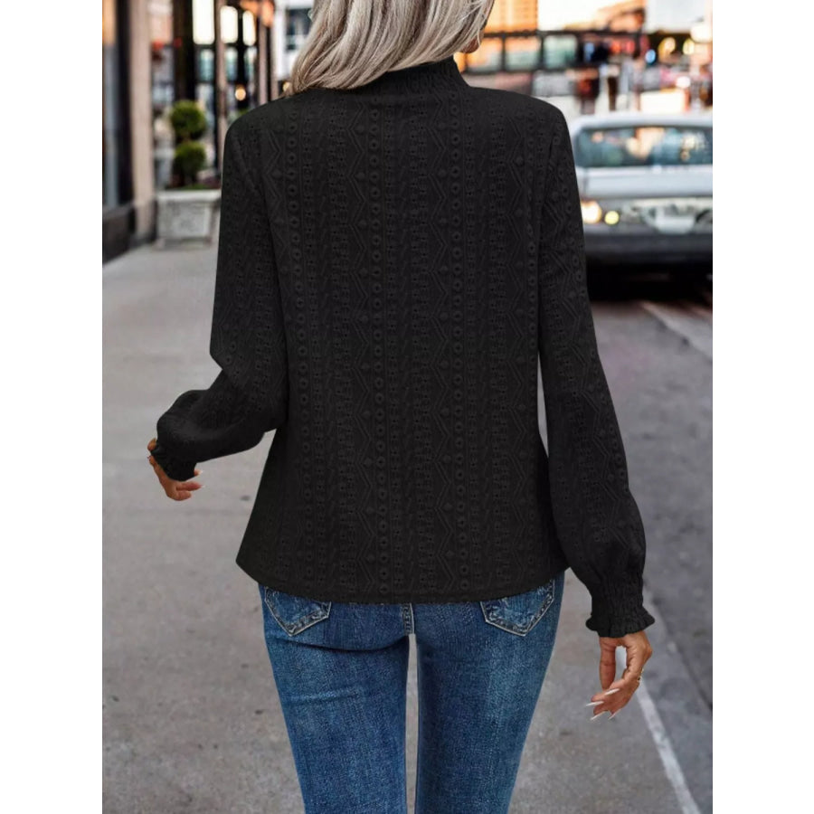 Eyelet Long Sleeve Blouse Apparel and Accessories