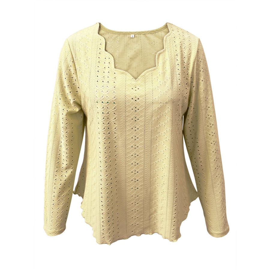 Eyelet Long Sleeve Blouse Apparel and Accessories