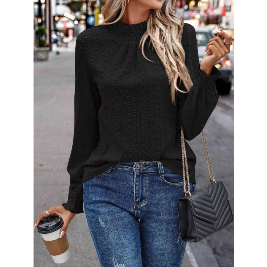 Eyelet Long Sleeve Blouse Apparel and Accessories