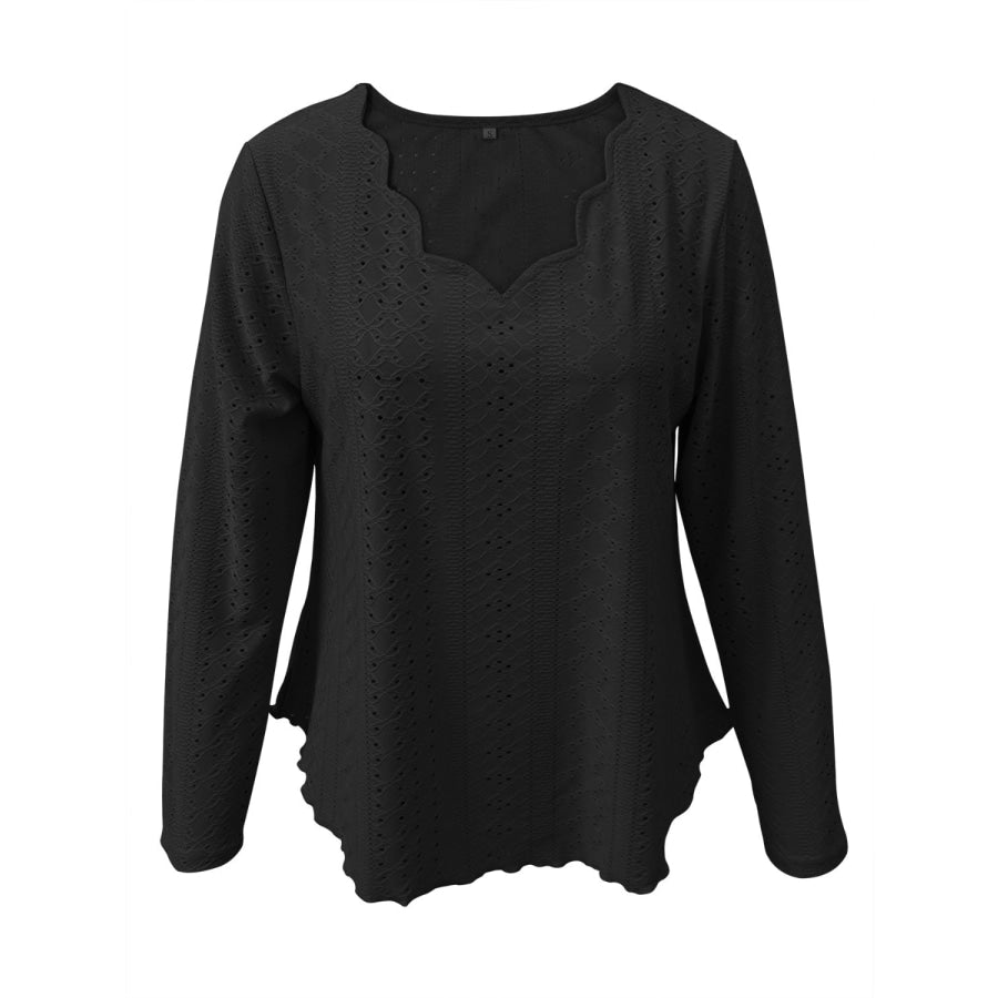 Eyelet Long Sleeve Blouse Apparel and Accessories