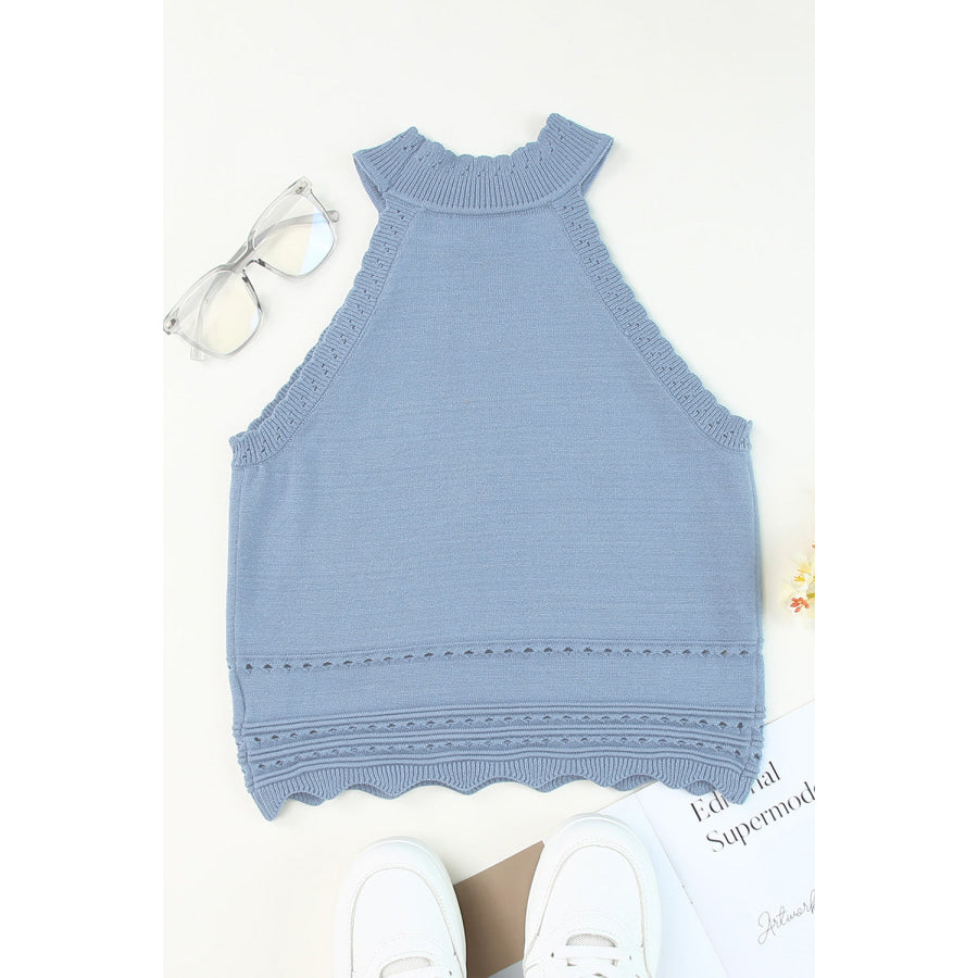 Eyelet Mock Neck Tank Apparel and Accessories