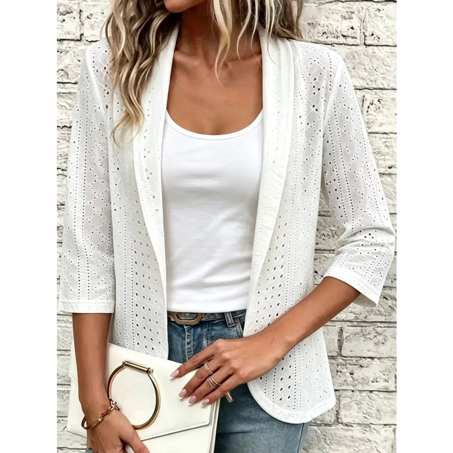 Eyelet Open-Front Cardigan Apparel and Accessories