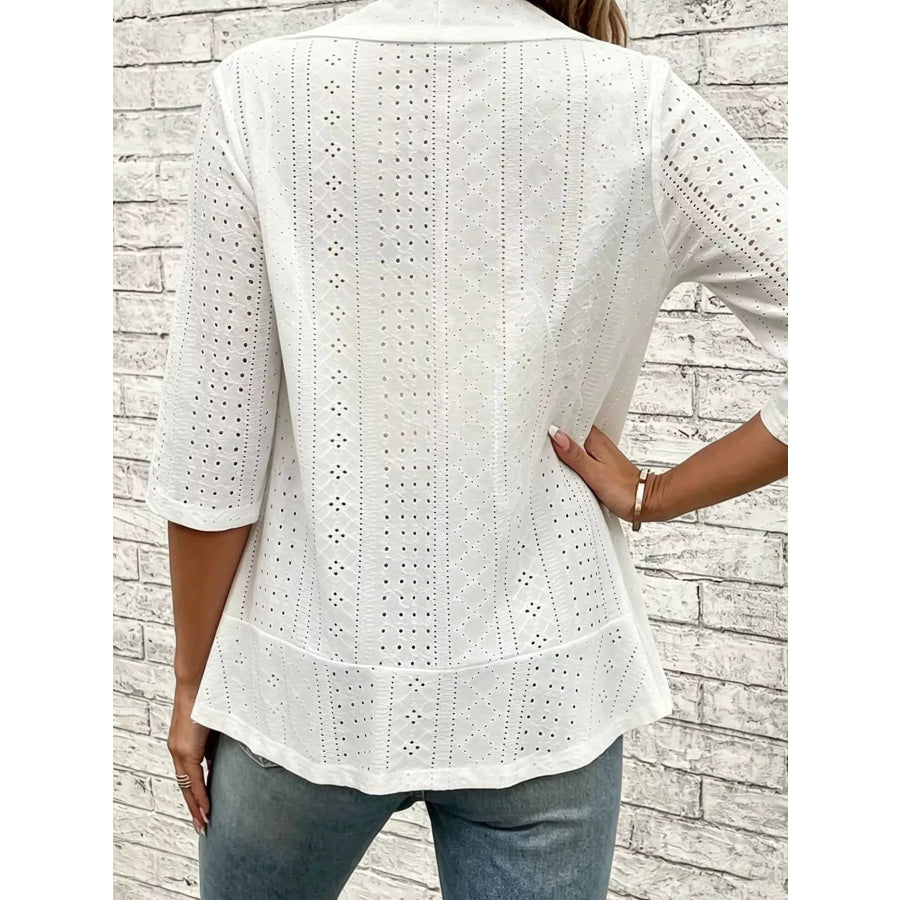 Eyelet Open Front Cardigan Apparel and Accessories