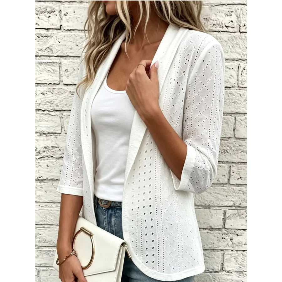 Eyelet Open-Front Cardigan Apparel and Accessories