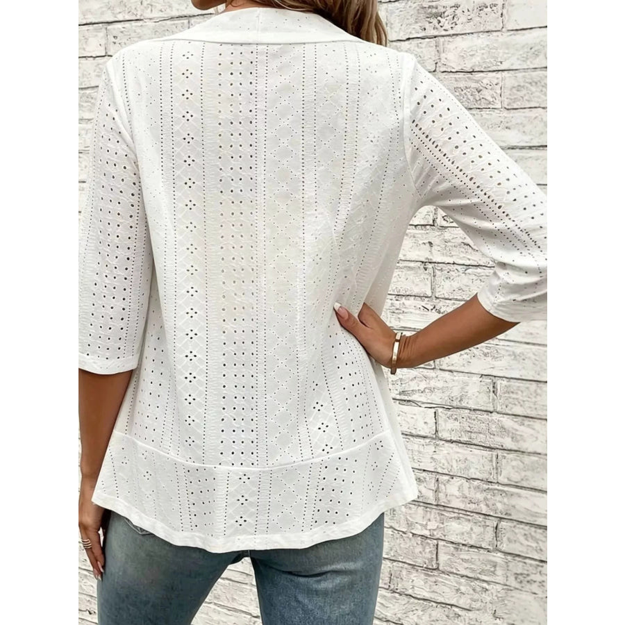 Eyelet Open-Front Cardigan Apparel and Accessories